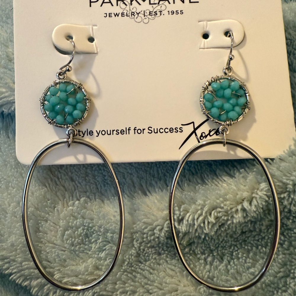 Park Lane “Sunset” Silver and Turquoise Hoop Earrings